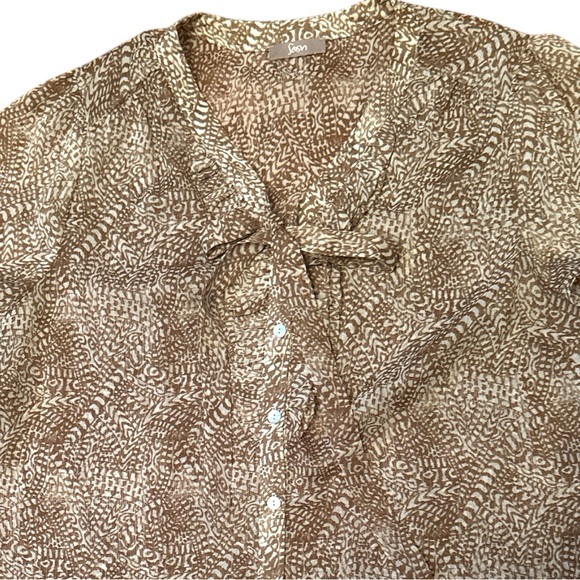 SOON Brown and Beige semi transparent,  Blouse size 18 - Picture 11 of 11